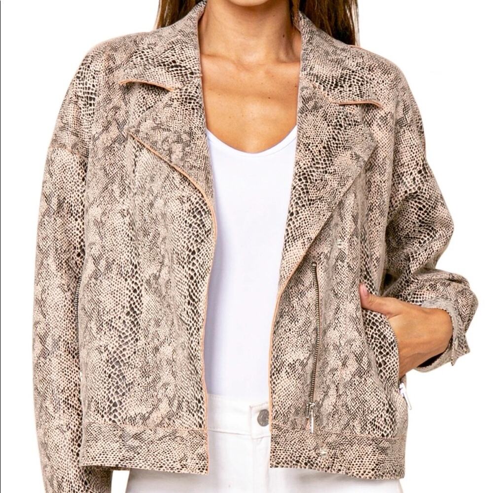 Love Token Anthony Snake Print Biker Jacket Sz Lg
